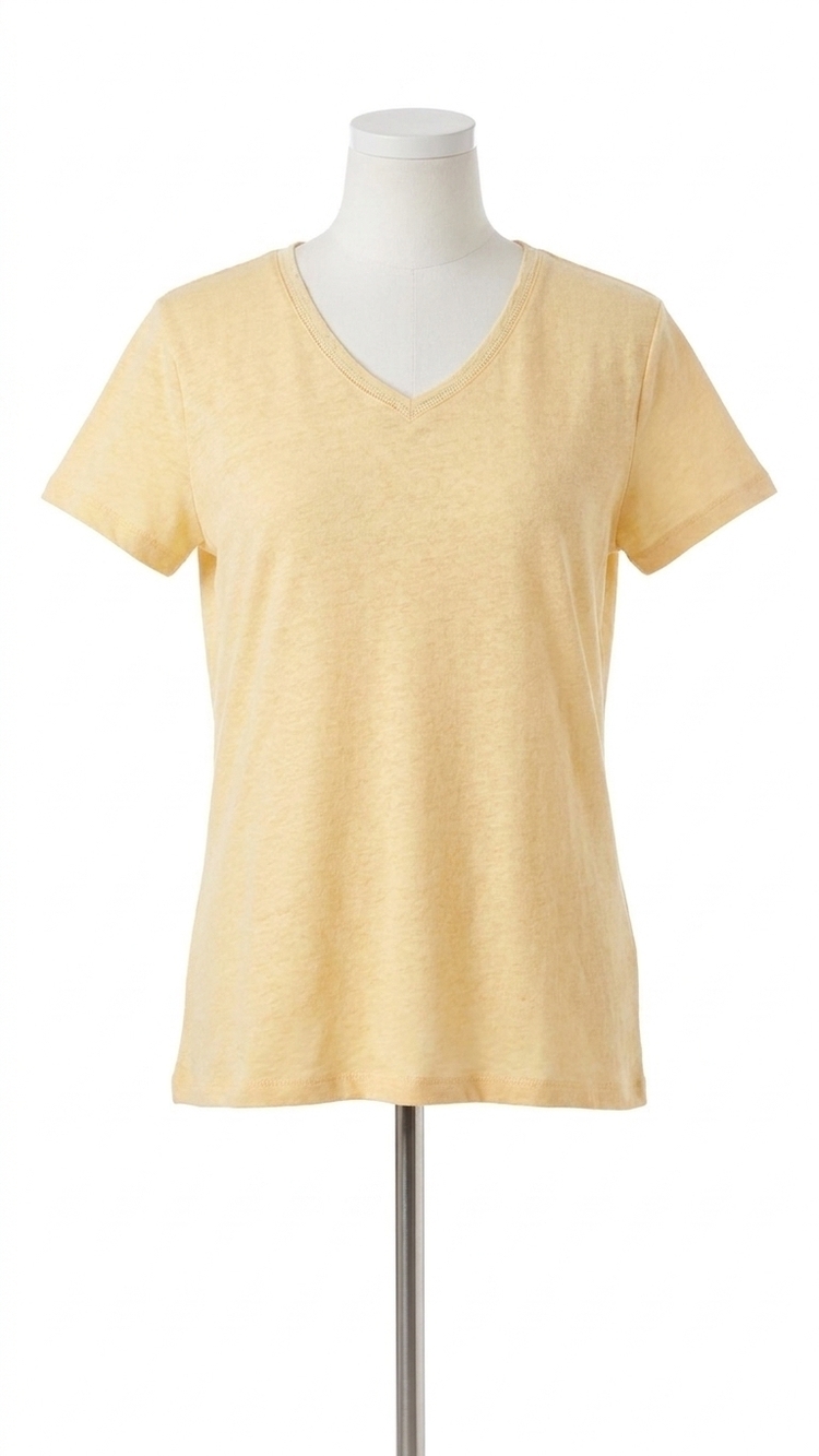 NEW CHARLIE B linen blend v-neck t-shirt in sunshine